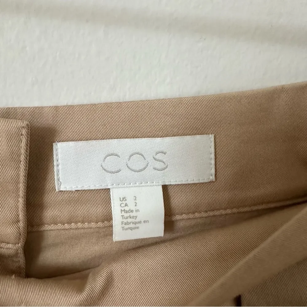 COS Beige Button-Back A-Line Midi Skirt - Size 2 - Minimalist Workwear